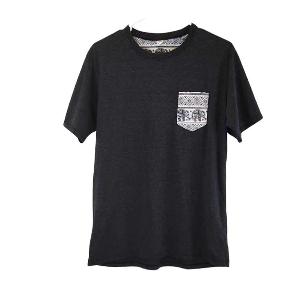 Heathered Gray Women's Short Sleeve‎ T-Shirt Size LG Elephant Aztec Southwestern